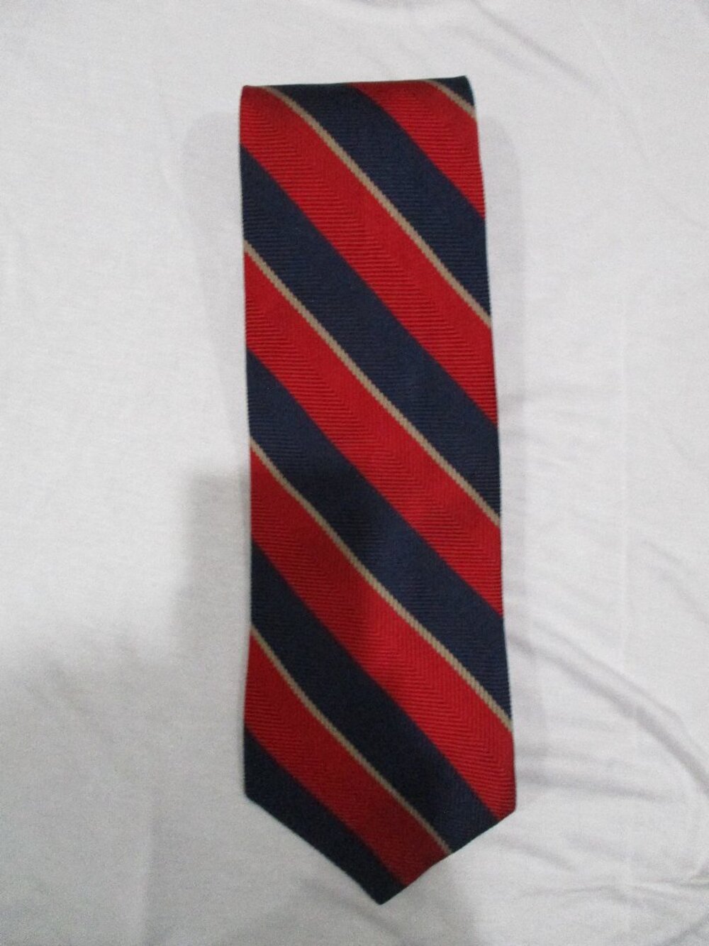 Brooks Brothers All Silk Tie Preppy Red Blue Beige Stripe